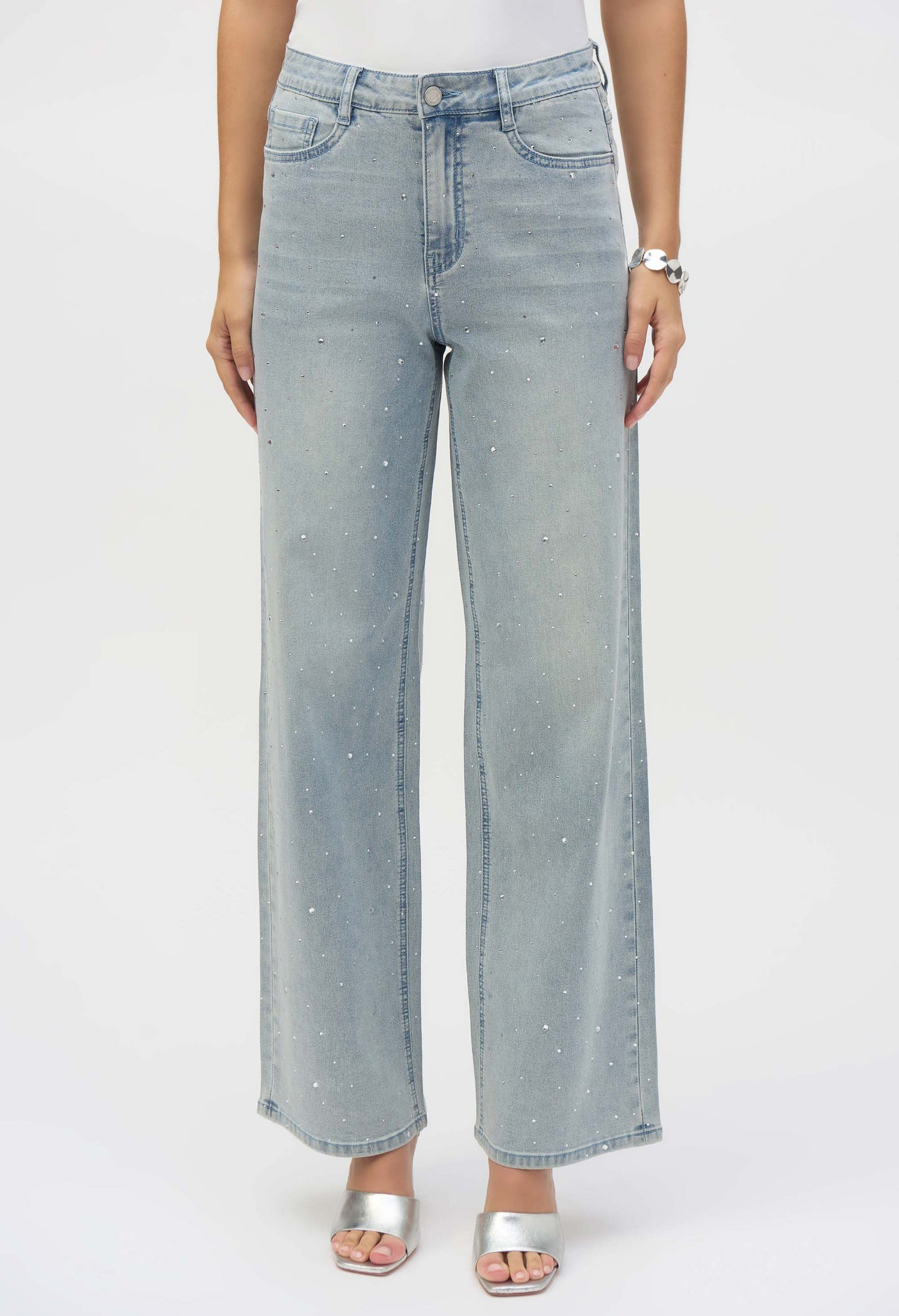 Wide-leg Mid-rise Embellished Jeans