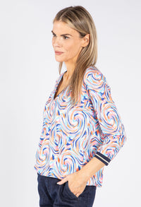 Whirl Print V Neck Top