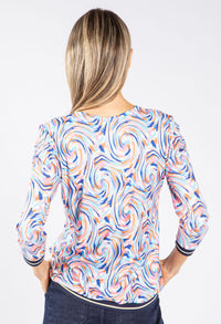 Whirl Print V Neck Top