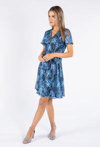 Printed Lace Scallop Neckline Dress