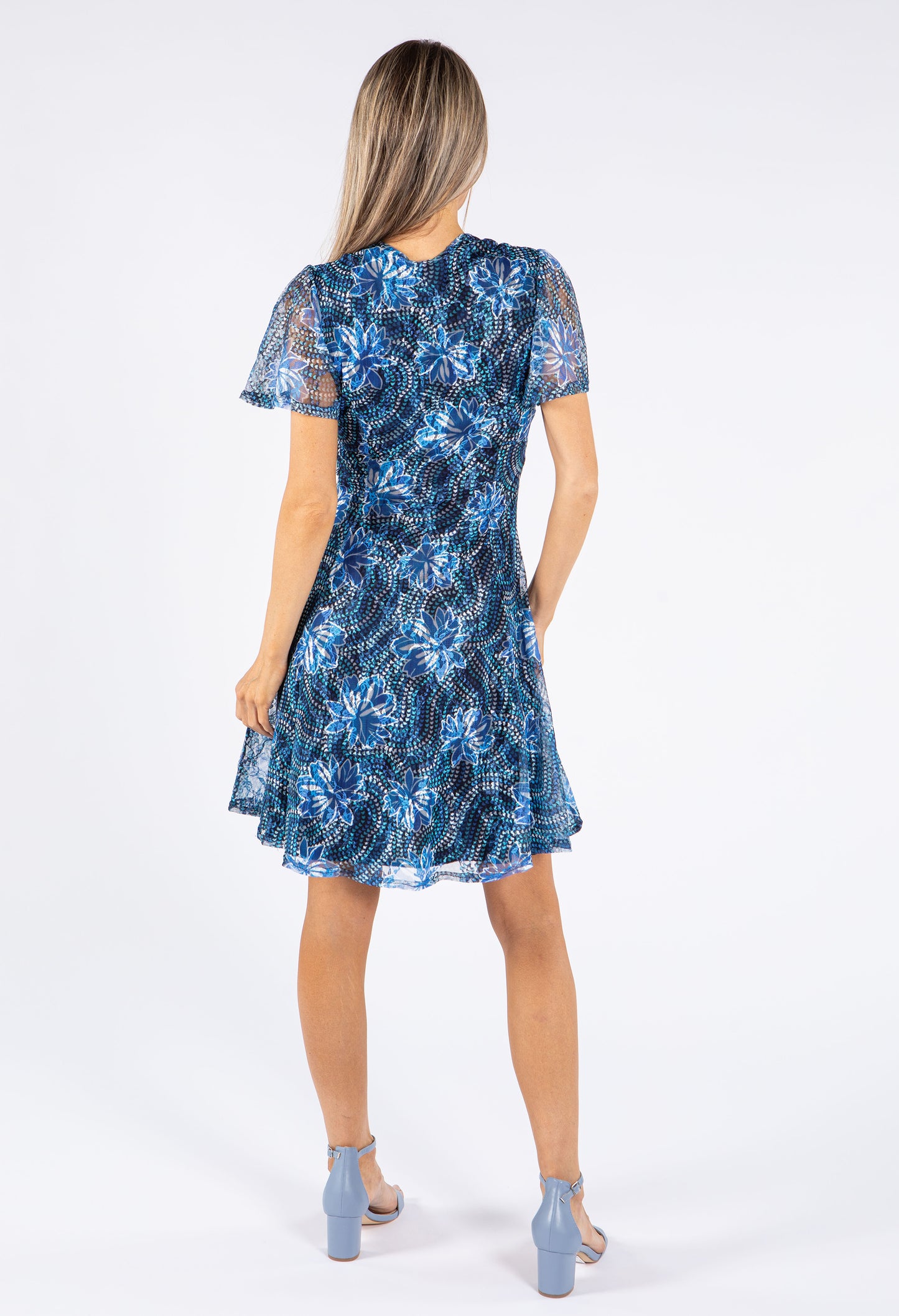 Printed Lace Scallop Neckline Dress