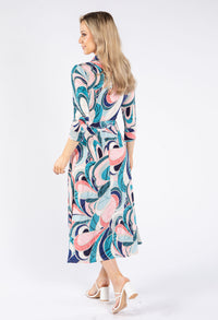 Swirl Print Tie Waist Dress