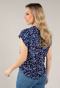 V Neckline Polka Dot Top