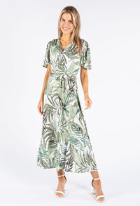 Palm Print V Neckline Dress