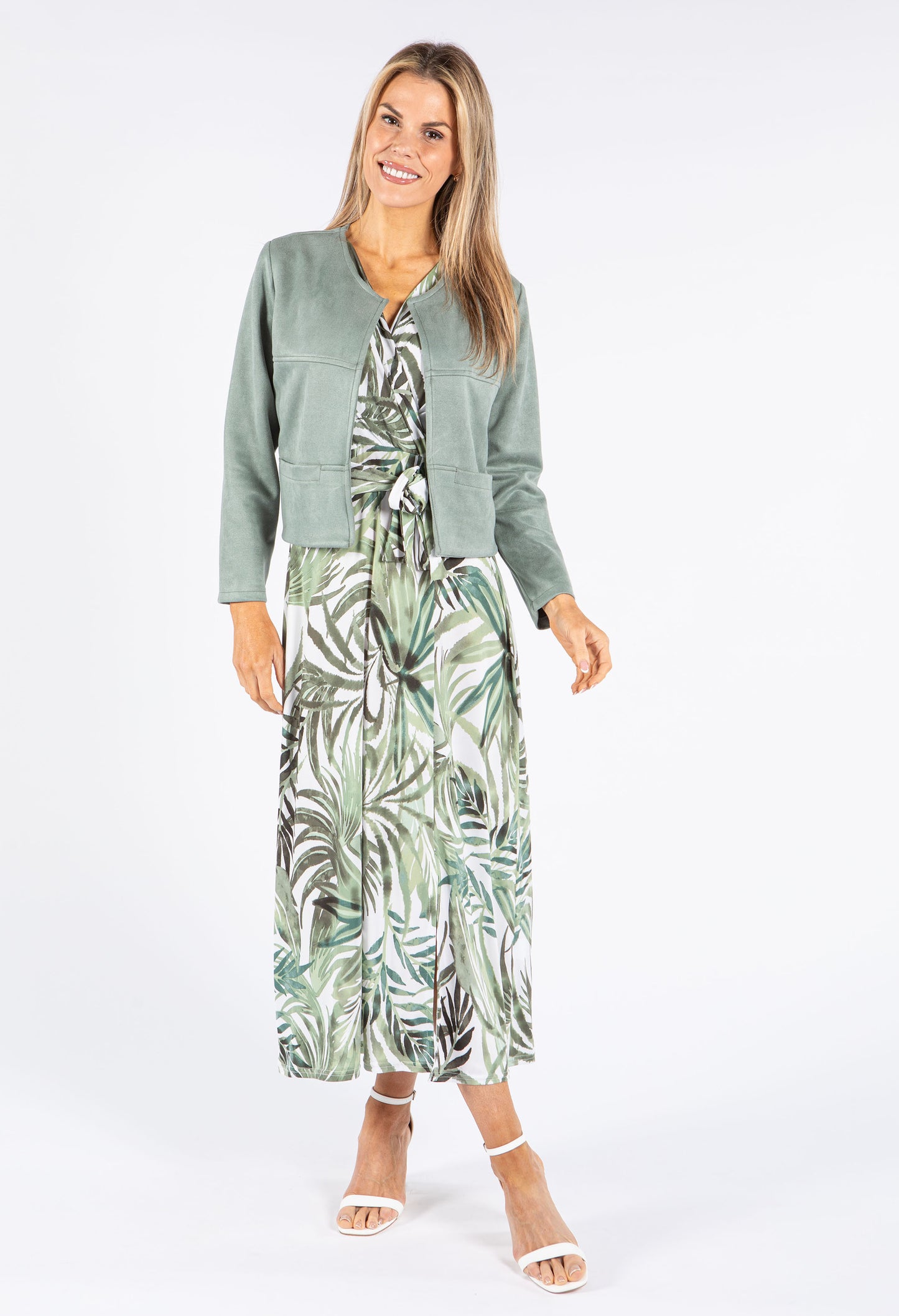 Palm Print V Neckline Dress