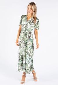 Palm Print V Neckline Dress