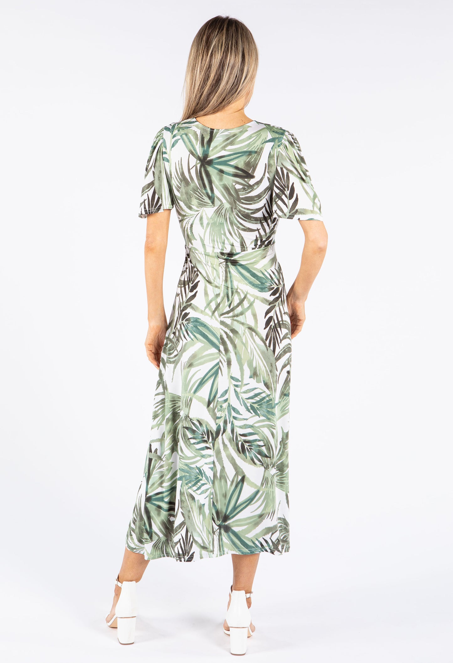 Palm Print V Neckline Dress