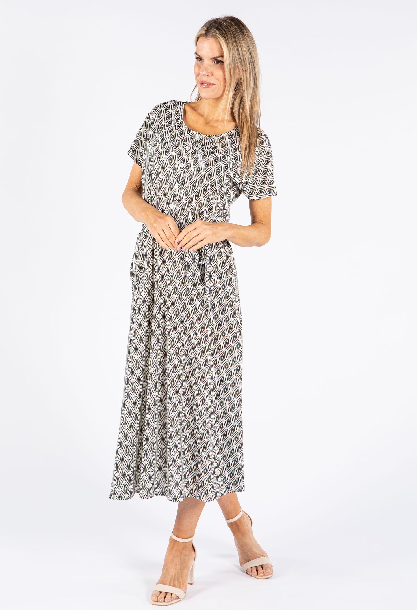 Printed Buttoned Down Dress