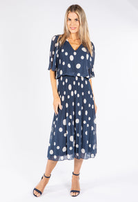 Plisse Pop Over Polka Dot Dress