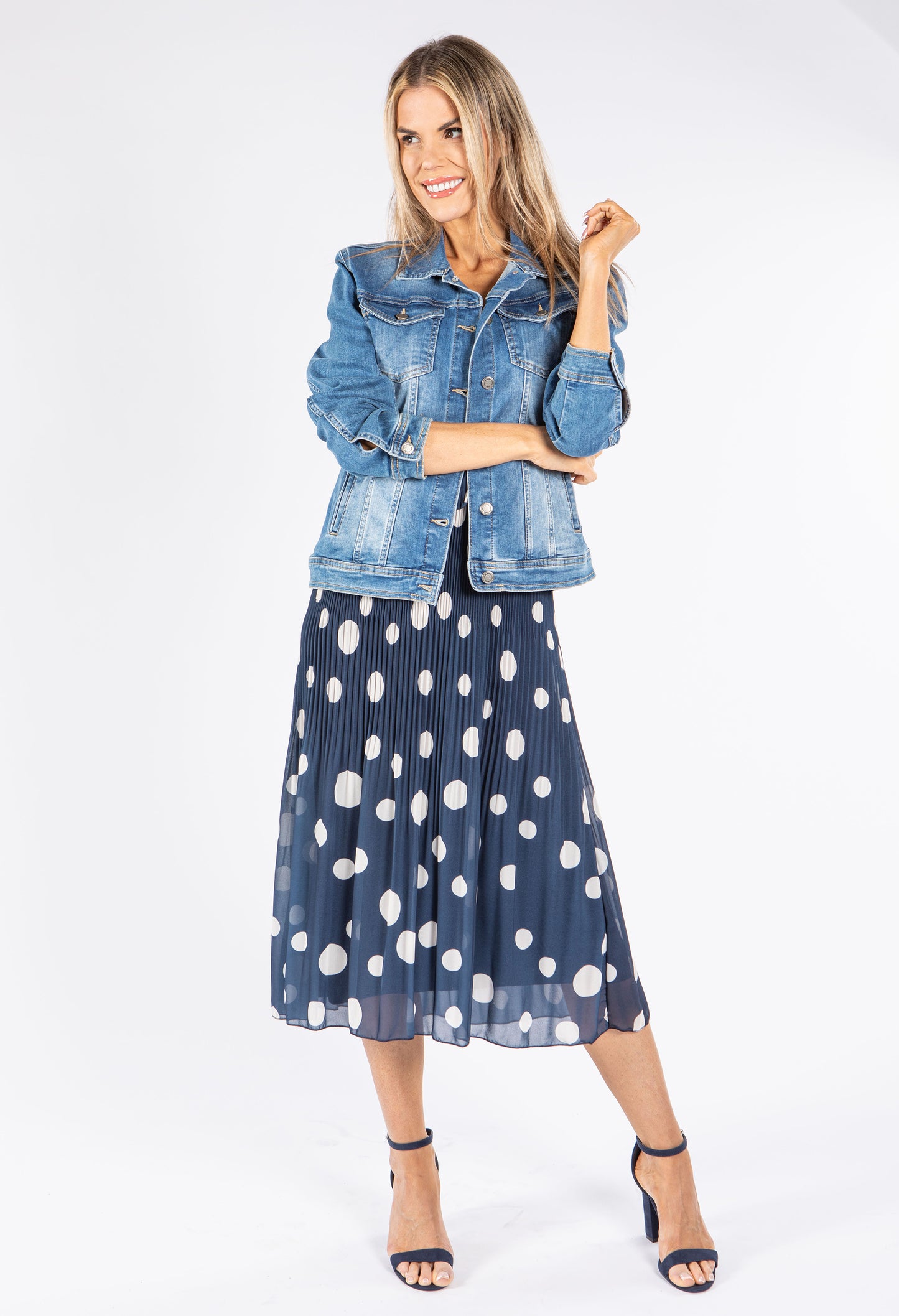 Plisse Pop Over Polka Dot Dress