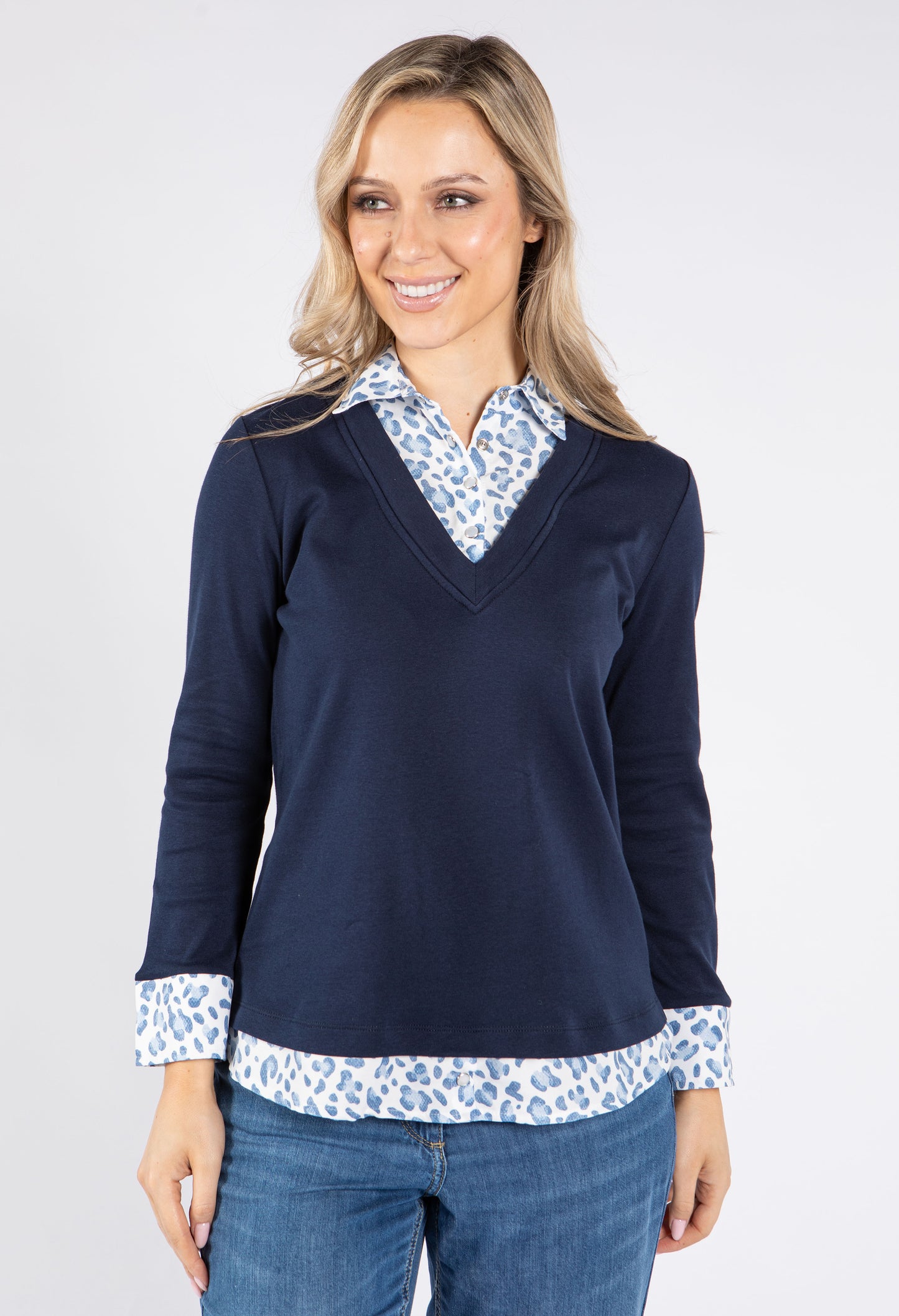 Two in One Leo Shirt Detail Pullover