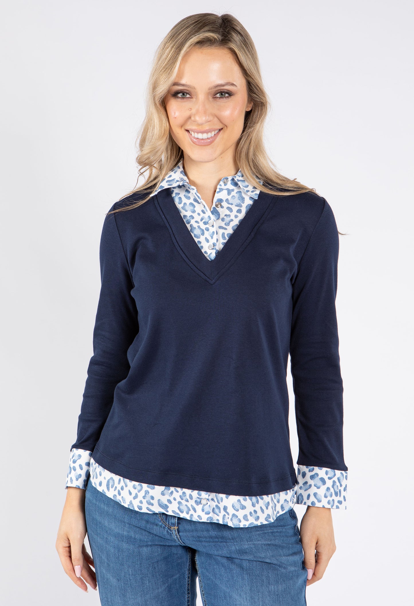 Two in One Leo Shirt Detail Pullover