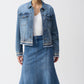 Casual Denim Jacket With Frayed Hem