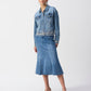 Casual Denim Jacket With Frayed Hem