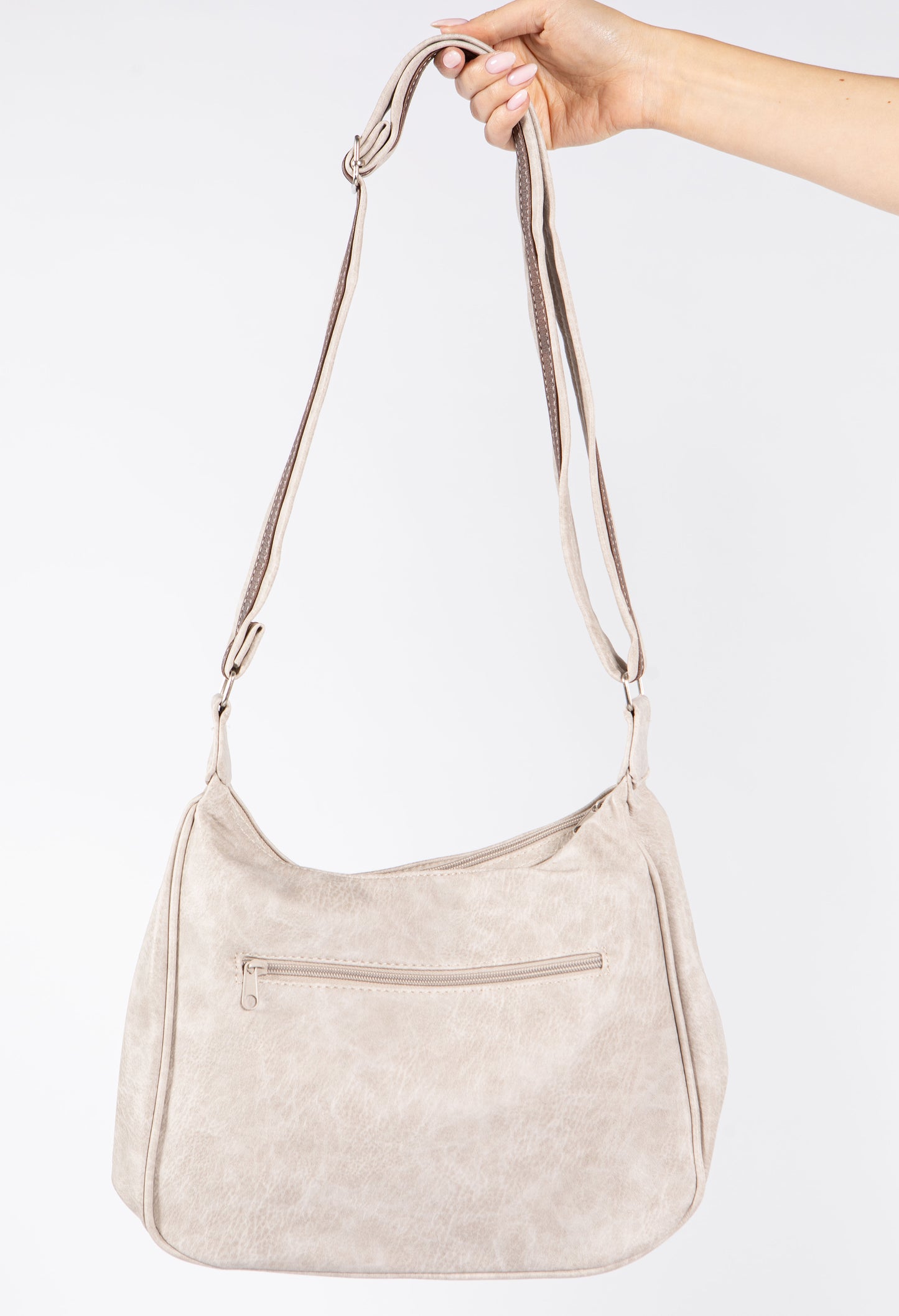 Faux Leather Double Zip Cross Body Bag