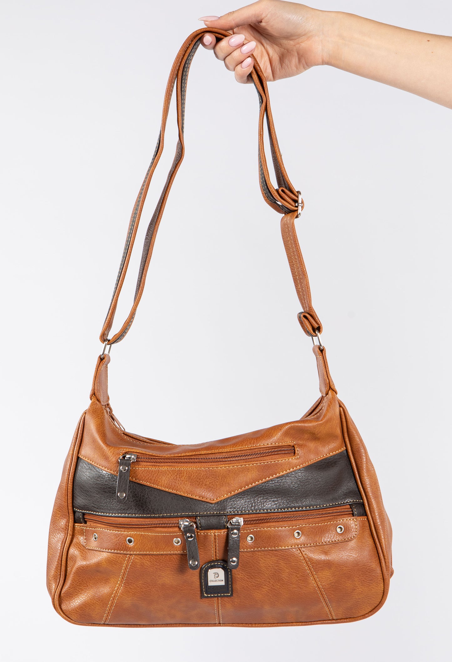 Double Zip Multi Pocket Cross Body Bag