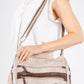 Contrast Double Zip Cross Body Bag