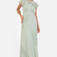 Sage Green Floral Embroidered Cowl Back Maxi Dress