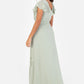 Sage Green Floral Embroidered Cowl Back Maxi Dress