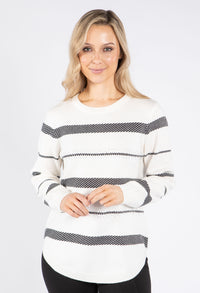 Stripe and Diamante Detail Knit Pullover