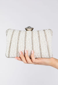 Pearl and Diamante Clutch Bag with Diamante Fascinator