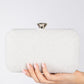 Luxury Pearl Clutch Bag with Crystal Fastener