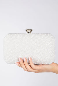 Luxury Pearl Clutch Bag with Crystal Fastener