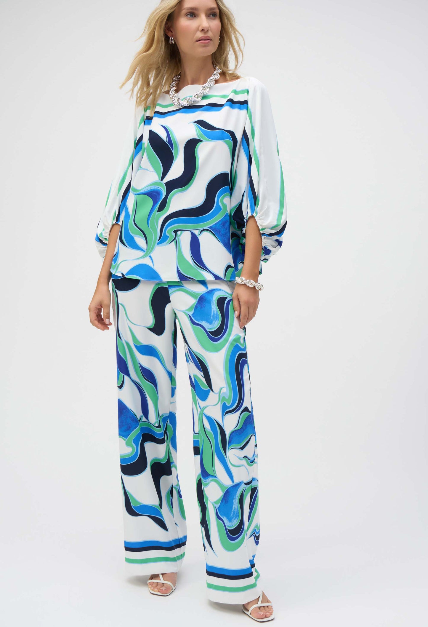 Puff Sleeve Pullover, Abstract Print