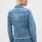 Collared Denim Top With Embellishments