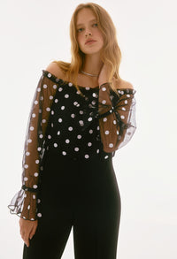 Polka Dot Off-shoulder Jumpsuit