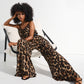 Chiffon Animal Print Wide Leg Jumpsuit