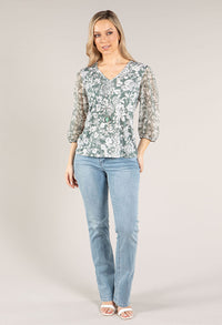 Floral Print V Neck Top With Chain Detail