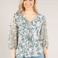 Floral Print V Neck Top With Chain Detail