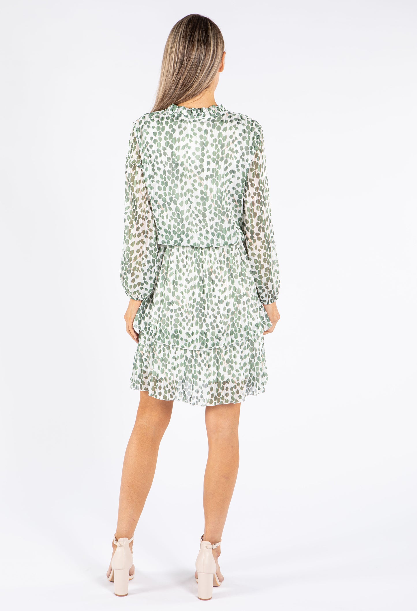 Leaf Print Tiered Hem Dress