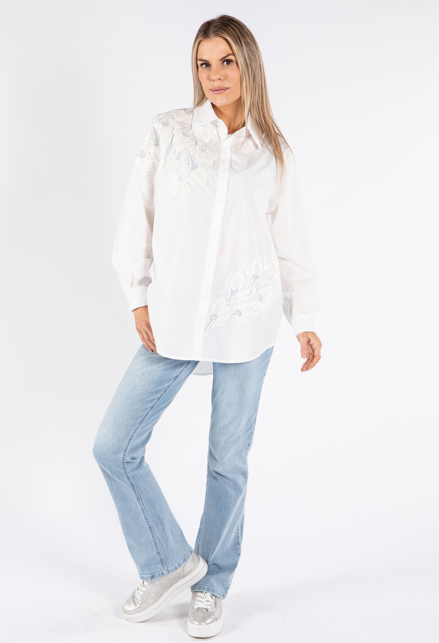 Sequin and Pearl Embroidered Shirt