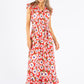 Daisy Print Frill Neckline Maxi Dress