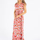 Daisy Print Frill Neckline Maxi Dress