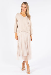 2 Piece Plisse Dress with Soft Knit