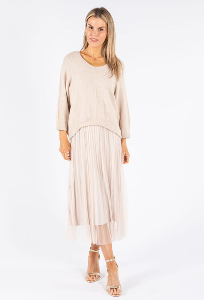 2 Piece Plisse Dress with Soft Knit