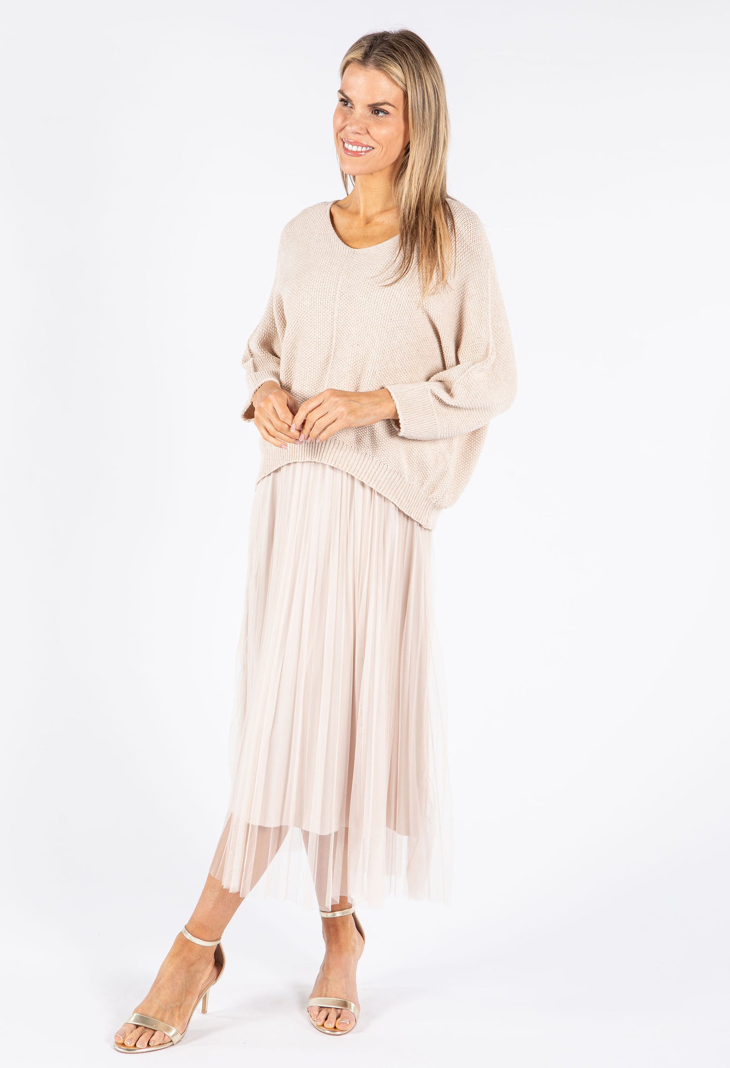 2 Piece Plisse Dress with Soft Knit