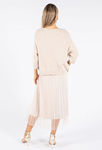 2 Piece Plisse Dress with Soft Knit