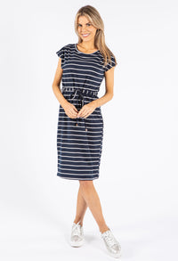 Short Sleeve Stripe Midi Dress