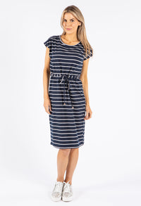 Short Sleeve Stripe Midi Dress