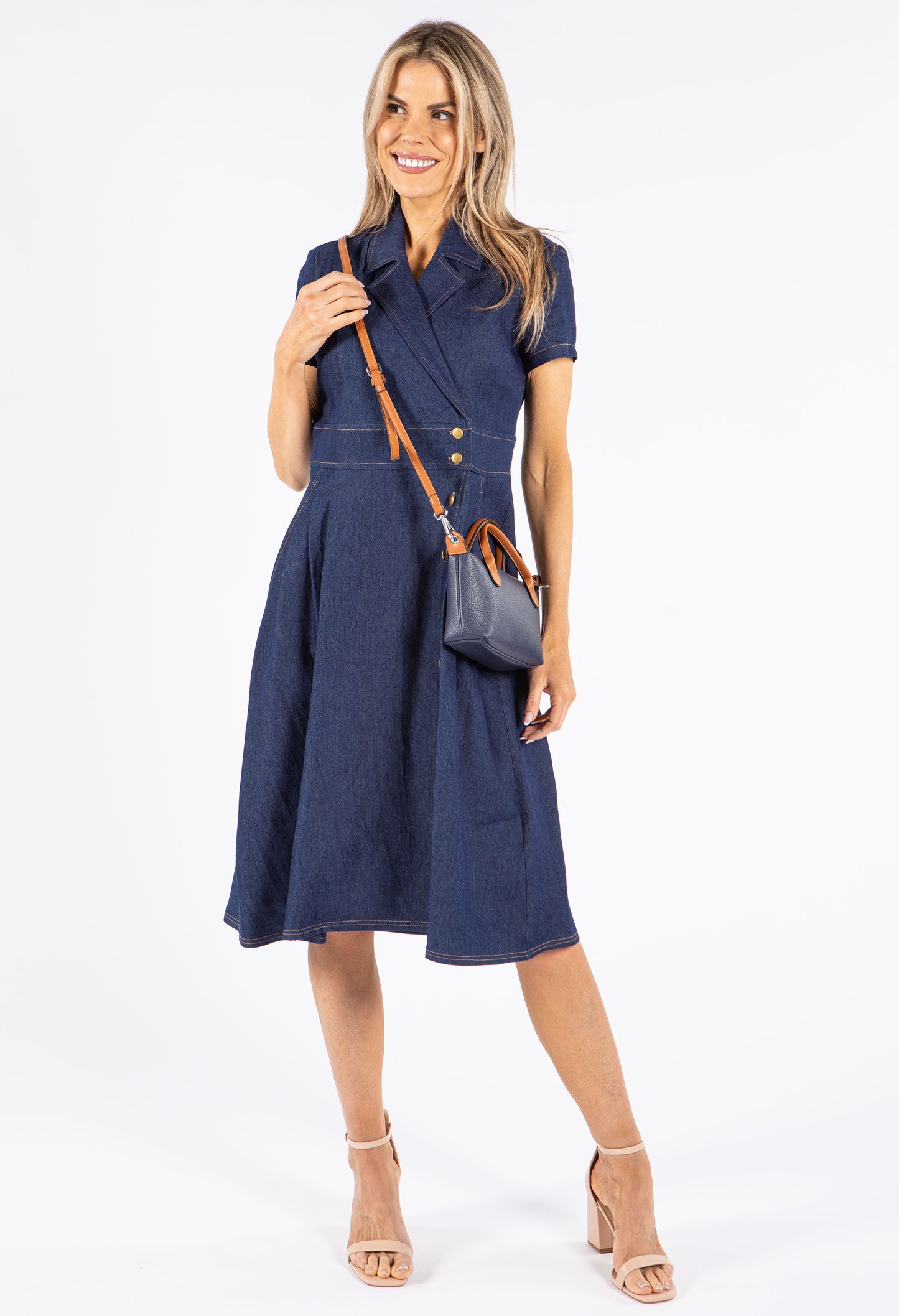 Button A lined Midi Dress