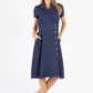 Button A lined Midi Dress