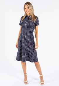 Polka Dot Button Down Shirt Dress