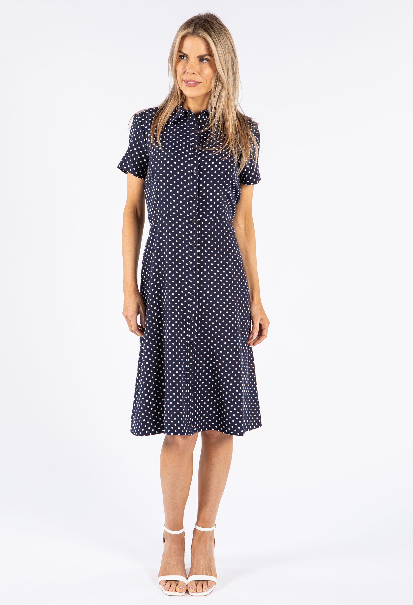 Polka Dot Button Down Shirt Dress