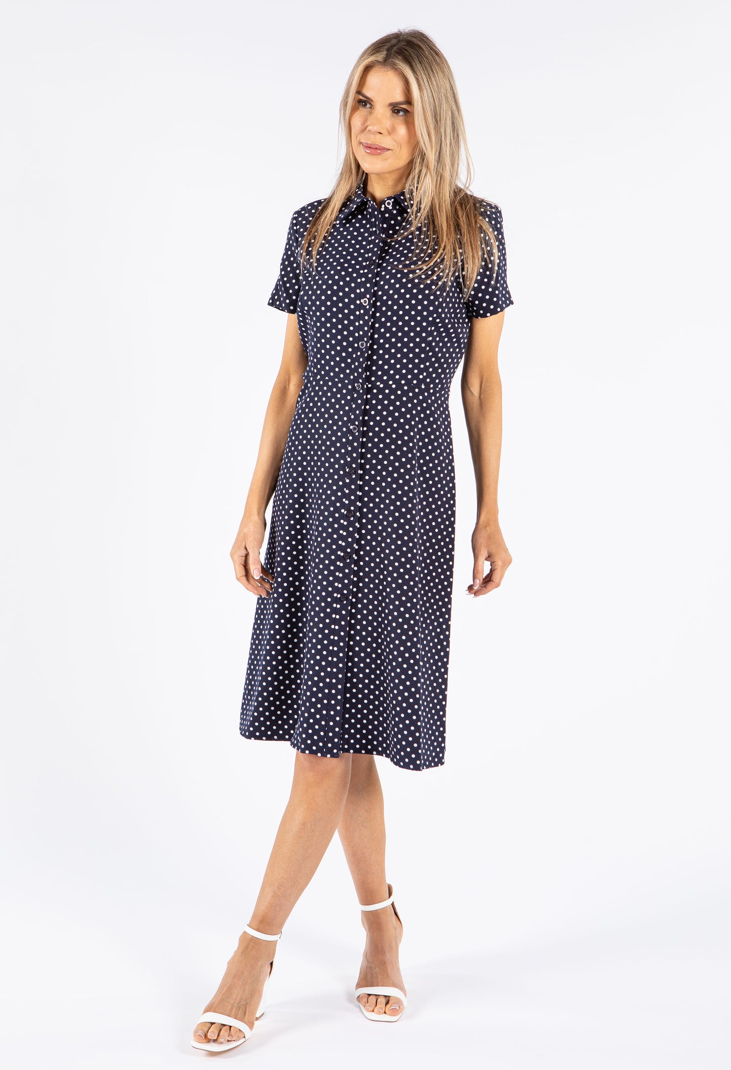 Polka Dot Button Down Shirt Dress