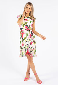 Frill Sleeve Floral Dress