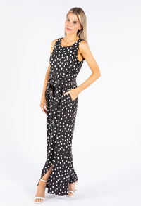 Polka Dot Belted Jumpsuit